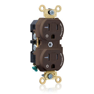 Leviton Duplex Receptacle Outlet Extra Heavy-Duty Industrial Spec Grade Two Outlets Marked Controlled Tamper-Resistant 20A/125V Brown (5362-2P)
