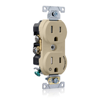 Leviton Duplex Receptacle Outlet Commercial Spec Grade Split-Circuit One Outlet Marked Controlled Tamper-Resistant Smooth Face Light Almond (TBR15-S1T)