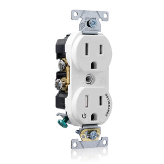 Leviton Duplex Receptacle Outlet Commercial Spec Grade Split-Circuit One Outlet Marked Controlled Tamper-Resistant Smooth Face White (TBR15-S1W)