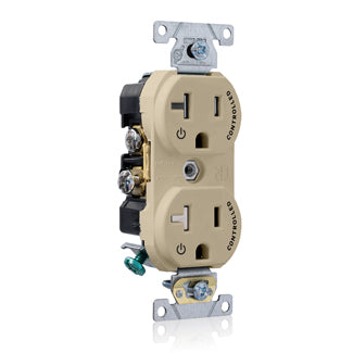 Leviton Duplex Receptacle Outlet Commercial Spec Grade Split-Circuit One Outlet Marked Controlled Tamper-Resistant 20 Amp 125V Ivory (TBR20-S1I)