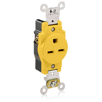 Leviton Single Receptacle Outlet Heavy-Duty Industrial Spec Grade Smooth Face 15 Amp 250V Back Or Side Wire NEMA 6-15R Orange (5661-CR)
