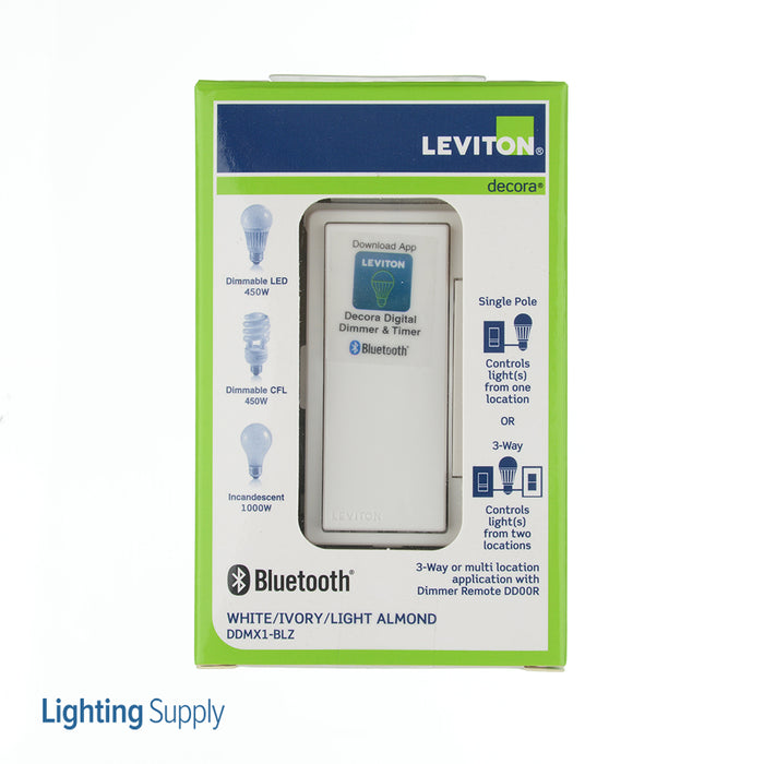 Leviton Decora Digital Dimmer/24 Hour Timer With Bluetooth Technology 1000W-120VAC Incandescent 450W-120VAC Dimmable LED/Compact Fluorescent (DDMX1-BLZ)