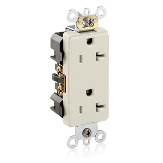 Leviton 20 Amp 125V NEMA 5-20R Back And Side Wired industrial Grade Decora Plus Duplex Receptacle Light Almond (16362-T)