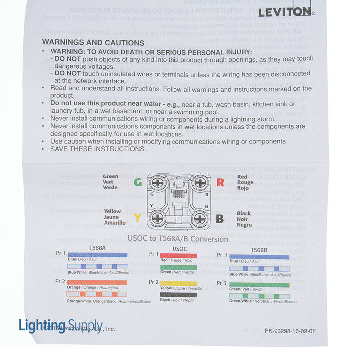 Leviton Decora Insert 6P4C Screw Terminals Ivory (40649-I)