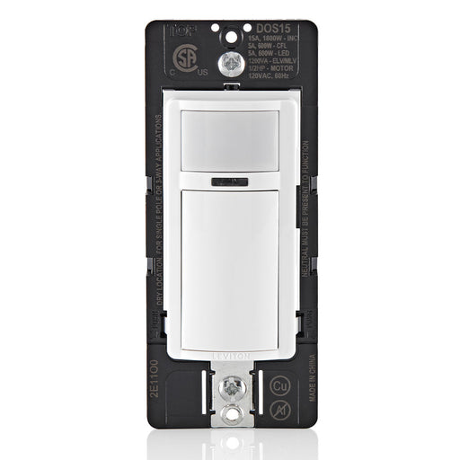 Leviton Decora Occupancy Motion Sensor In-Wall Switch Auto-On 15A Single Pole Multi-Way Or Multi-Sensor White With Ivory/Light Almond Faceplates (DOS15-1LZ)