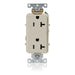 Leviton Decora Plus Duplex Receptacle Outlet Heavy-Duty Industrial Spec Grade Smooth Face 20 Amp 125V Side Wire NEMA Light Almond (16342-T)