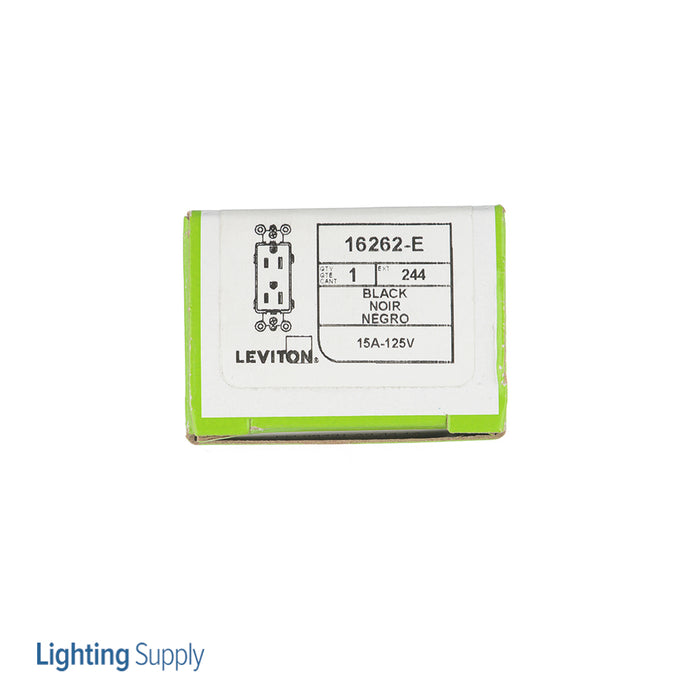 Leviton Decora Plus Duplex Receptacle Outlet Heavy-Duty Industrial Spec Grade Smooth Face 15 Amp 125V Back Or Side Wire Black (16262-E)