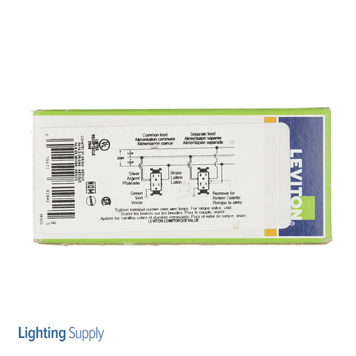 Leviton Decora Plus Duplex Receptacle Outlet Heavy-Duty Industrial Spec Grade Smooth Face 15 Amp 125V Back Or Side Wire White (16262-W)