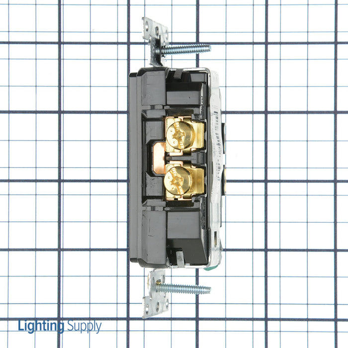 Leviton Decora Plus Duplex Receptacle Outlet Heavy-Duty Industrial Spec Grade Smooth Face 20 Amp 125V Back Or Side Wire Black (16352-E)