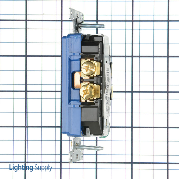 Leviton Decora Plus Duplex Receptacle Outlet Heavy-Duty Industrial Spec Grade Smooth Face 20 Amp 125V Back Or Side Wire Blue (16352-BU)