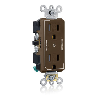 Leviton Decora Plus Duplex Receptacle Outlet Heavy-Duty Industrial Spec Grade Two Outlets Marked Controlled Tamper-Resistant 15 Amp 125V Brown (TDR15-S2)