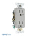 Leviton Decora Plus Duplex Receptacle Outlet Heavy-Duty Industrial Spec Grade Weather And Tamper-Resistant 15A/125V Back or Side Wire Gray (WTD15-GY)