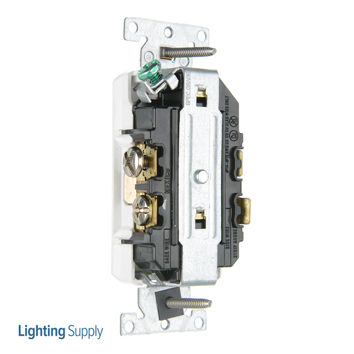 Leviton Decora Plus Duplex Receptacle Outlet Heavy-Duty Industrial Spec Grade Weather And Tamper-Resistant Smooth Face 20A/125V White (WTD20-W)