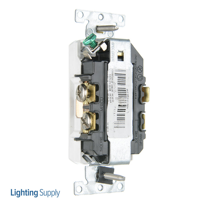 Leviton Decora Plus Duplex Receptacle Outlet Heavy-Duty Industrial Spec Grade Weather-Resistant Smooth Face 15 Amp 125V White (WDR15-W)