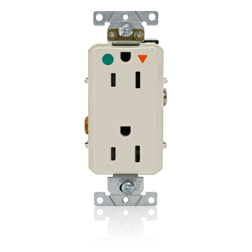 Leviton Decora Plus Isolated Ground Duplex Receptacle Outlet Heavy-Duty Hospital Grade Smooth Face 15 Amp 125V Back Or Side Wire Light Almond (D8200-IGT)