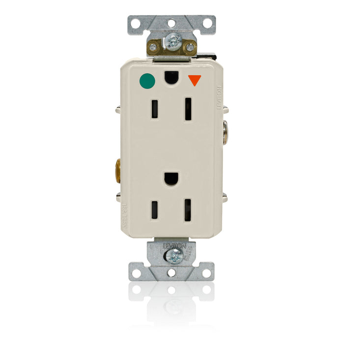 Leviton Decora Plus Isolated Ground Duplex Receptacle Outlet Heavy-Duty Hospital Grade Smooth Face 15 Amp 125V Back Or Side Wire Light Almond (D8200-IGT)