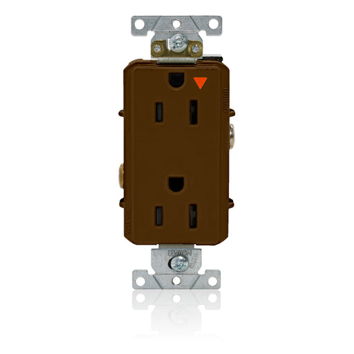 Leviton Decora Plus Isolated Ground Duplex Receptacle Outlet Heavy-Duty Industrial Spec Grade Smooth Face 15 Amp 125V Brown (16262-BIG)