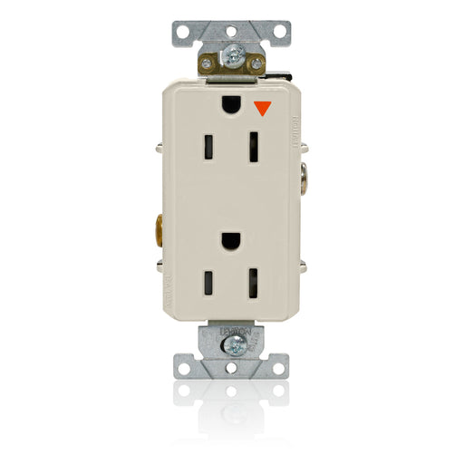 Leviton Decora Plus Isolated Ground Duplex Receptacle Outlet Heavy-Duty Industrial Spec Grade Smooth Face 15 Amp 125V Light Almond (16262-TIG)