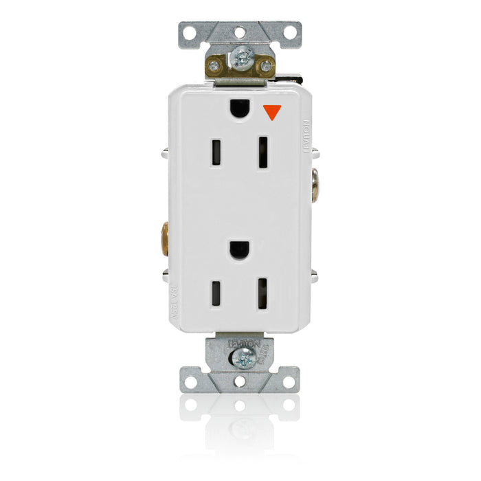 Leviton Decora Plus Isolated Ground Duplex Receptacle Outlet Heavy-Duty Industrial Spec Grade Smooth Face 15 Amp 125V White (16262-WIG)