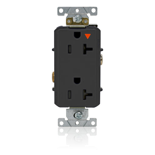 Leviton Decora Plus Isolated Ground Duplex Receptacle Outlet Heavy-Duty Industrial Spec Grade Smooth Face 20 Amp 125V Black (16362-EIG)