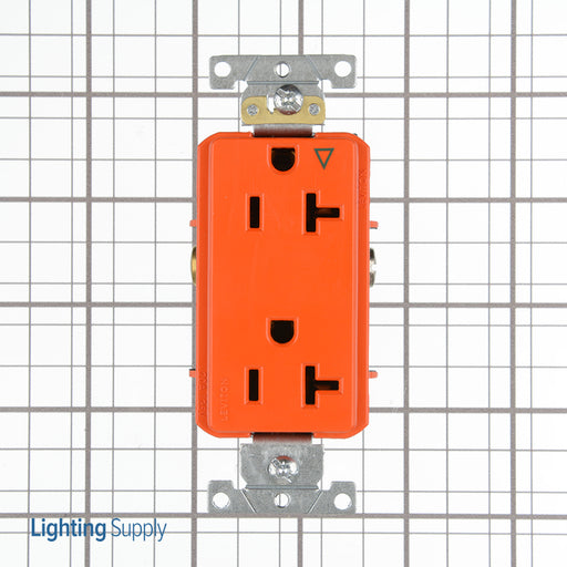 Leviton Decora Plus Isolated Ground Duplex Receptacle Outlet Heavy-Duty Industrial Spec Grade Smooth Face 20 Amp 125V Orange (16362-OIG)