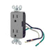 Leviton Decora Plus Duplex Receptacle Outlet Commercial Spec Grade Smooth Face 15 Amp 125V Pre-Wired Leads NEMA 5-15R Gray (16252-LGY)