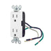 Leviton Decora Plus Duplex Receptacle Outlet Commercial Spec Grade Smooth Face 15 Amp 125V Pre-Wired Leads NEMA 5-15R White (16252-LW)