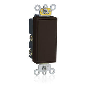Leviton 15 Amp 120/277V Decora Plus Rocker Double-Throw Center-Off Momentary Contact Single-Pole AC Quiet Switch Back/Side Wired Brown (5657-2)