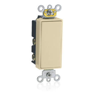 Leviton 15 Amp 120/277V Decora Plus Rocker Double-Throw Center-Off Momentary Contact Single-Pole AC Quiet Switch Back/Side Wired Ivory (5657-2I)