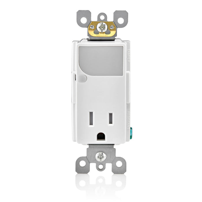 Leviton Combination Decora Tamper-Resistant Receptacle With LED Guide Light 15A-125VAC Color White (T6525-W)