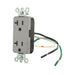 Leviton Decora Plus Duplex Receptacle Outlet Commercial Spec Grade Smooth Face 20 Amp 125V Pre-Wired Leads Hot And Neutral Gray (16352-CGY)