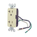 Leviton Decora Plus Duplex Receptacle Outlet Commercial Spec Grade Smooth Face 20 Amp 125V Pre-Wired Leads Hot And Neutral Ivory (16352-CI)