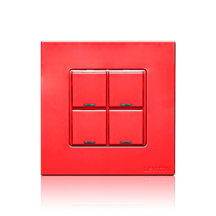 Leviton DLV Color Change Kit IEC Box System 4-Button Color Red (CKDBK-40R)