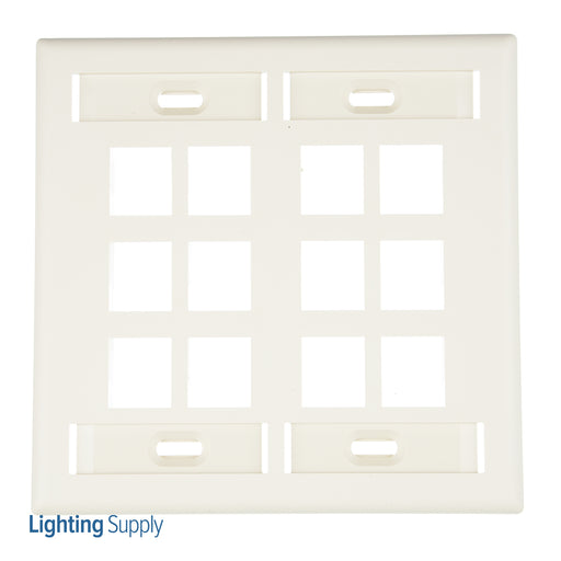 Leviton Dual-Gang QuickPort Wall Plate With ID Windows 12-Port Light Almond (42080-12T)