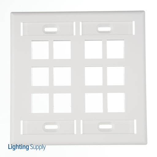 Leviton Dual-Gang QuickPort Wall Plate With ID Windows 12-Port White (42080-12W)