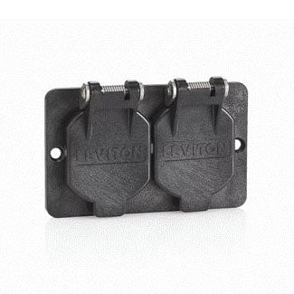 Leviton Cover Plate 1-Gang Flip-Lid Duplex Weather-Resistant Black (3056-E)