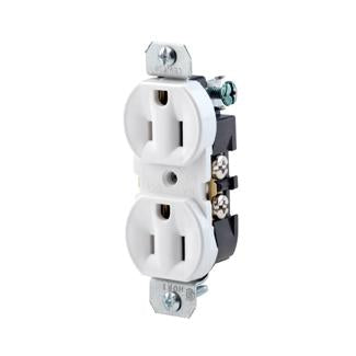 Leviton 15 Amp 125V NEMA 5-15R 2P 3W Without Ears Duplex Receptacle Straight Blade Residential Grade Grounding All Screws Backed Out (5320-4)