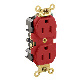 Leviton Duplex Receptacle Outlet Extra Heavy-Duty Industrial Spec Grade Smooth Face 15 Amp 125V Back Or Side Wire Red (5262-R)