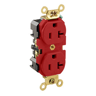 Leviton Duplex Receptacle Outlet Extra Heavy-Duty Industrial Spec Grade Smooth Face 20 Amp 125V Back Or Side Wire Red (5362-R)
