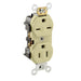 Leviton Duplex Receptacle Outlet Heavy-Duty Industrial Spec Grade Dual Voltage Smooth Face 15 Amp 125/250V Side Wire Ivory (5292-I)