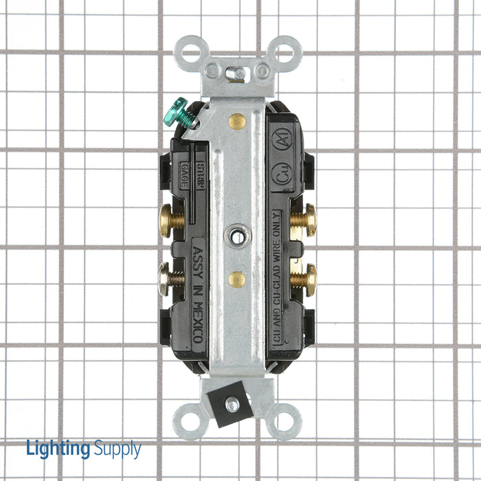 Leviton Duplex Receptacle Outlet Commercial Spec Grade Dual Voltage Indented Face 15 Amp 125/250V Side Wire NEMA (5031)