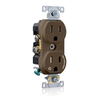 Leviton Duplex Receptacle Outlet Commercial Spec Grade Split-Circuit One Outlet Marked Controlled Tamper-Resistant Smooth Face Brown (TBR15-S1)
