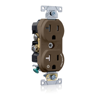 Leviton Duplex Receptacle Outlet Commercial Spec Grade Split-Circuit One Outlet Marked Controlled Tamper-Resistant 20 Amp 125V Brown (TBR20-S1)
