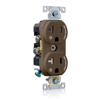 Leviton Duplex Receptacle Outlet Commercial Spec Grade Two Outlets Marked Controlled Tamper-Resistant Smooth Face 20 Amp Brown (TBR20-S2)