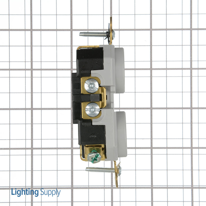 Leviton Duplex Receptacle Outlet Extra Heavy-Duty Industrial Spec Grade Tamper-Resistant Smooth Face 15 Amp 125V Back or Side Wire Gray (5262-SGG)