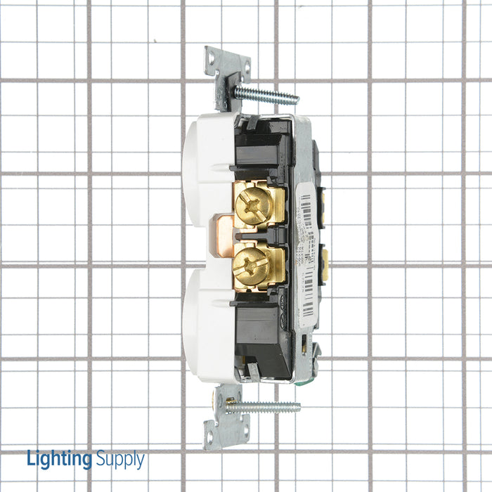 Leviton Duplex Receptacle Outlet Heavy-Duty Industrial Spec Grade Tamper-Resistant Smooth Face 20 Amp 125V Back Or Side Wire White (T5362-W)