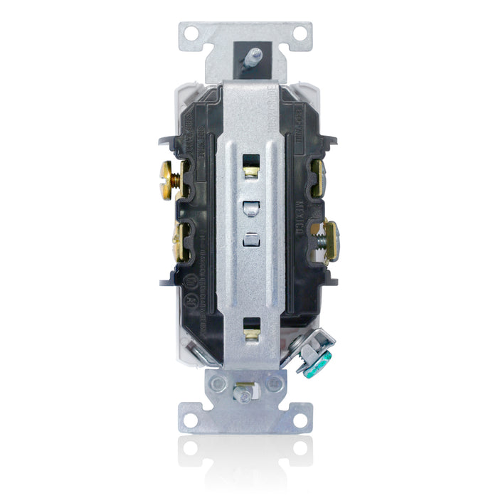 Leviton Duplex Receptacle Outlet Heavy-Duty Industrial Spec Grade Indented Face 15 Amp 125V Back Or Side Wire NEMA 5-15R Gray (C5262-GY)
