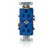 Leviton Duplex Receptacle Outlet Heavy-Duty Industrial Spec Grade Indented Face 15 Amp 125V Back Or Side Wire NEMA 5-15R Blue (L5262-BU)