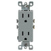 Leviton 15 Amp 125V NEMA 5-15R 2-Pole 3-Wire Decora Duplex Receptacle Straight Blade Residential Grade Grounding QuickWire (5325-GY)