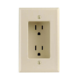 Leviton 1-Gang Recessed Duplex Receptacle 2-Pole 3-Wire 15A-125V NEMA 5-15R Residential Grade With Screws Mounted To Housing Ivory (689-I)